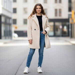 ZARA GIRLS SHERPA IVORY COAT 13-14 years